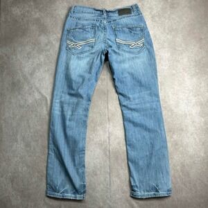BKE Denim Jake Mens 31R Straight Leg Light Wash Blue Jeans Contrast Stitching